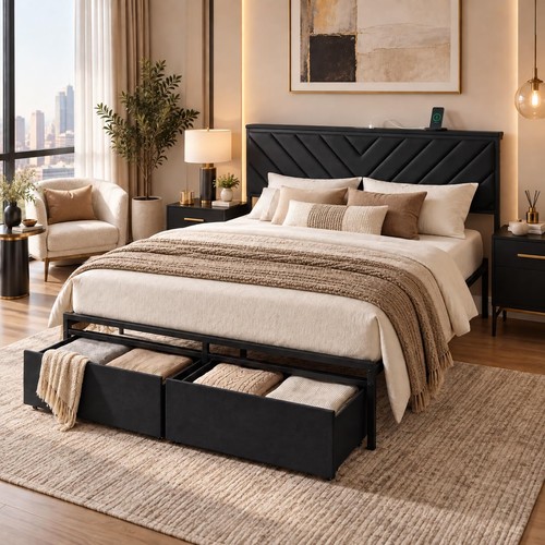 Twin full queen - metal, bed