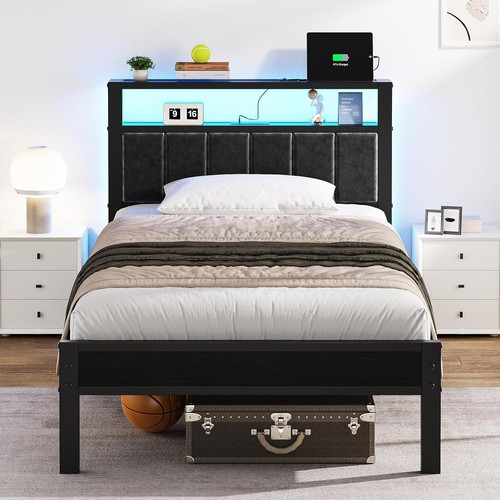 Twin bed frame with led - twin,